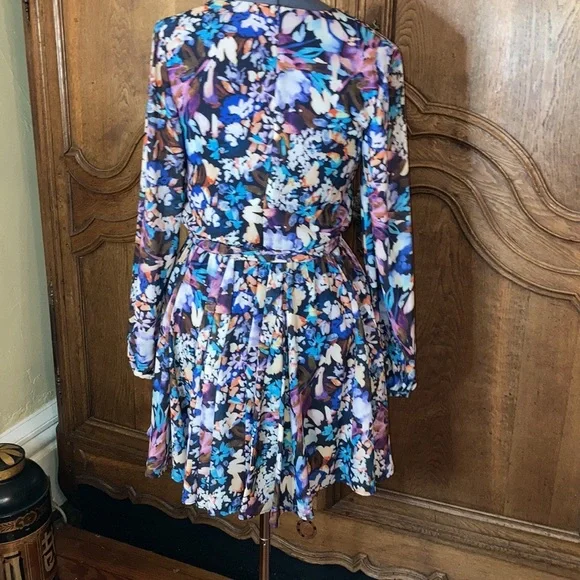 BELLE BADGLEY MISCHKA Alison V-Neck Printed Garden Floral Dress - Picture 13 of 14